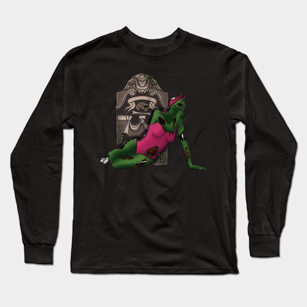 Zombie Pin Up Girl Long Sleeve T-Shirt by TGSC